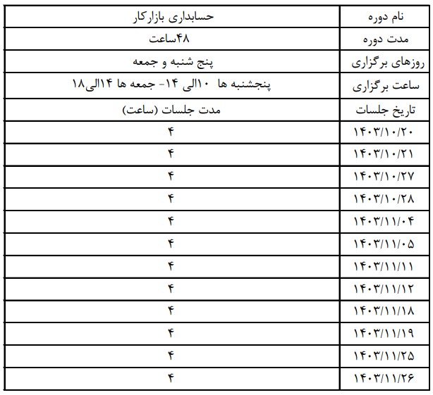 تقویم آموزشی کلاس‌ها