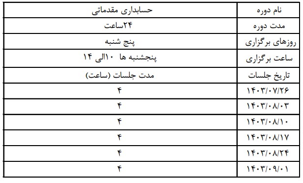 تقویم آموزشی کلاس‌ها